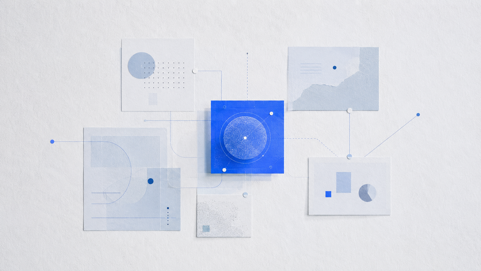 Abstract, connected work profiles in blue