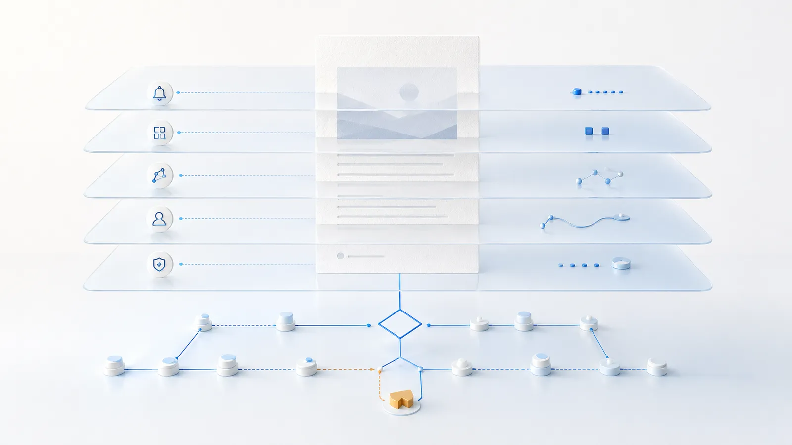 Aydınlık beş katmanlı transparency interface merkezi içerik kartını görünür notice, context, provenance trail, human action route ve audit evidence ile bağlıyor; küçük amber boşluk kayıp metadata'yı gösteriyor