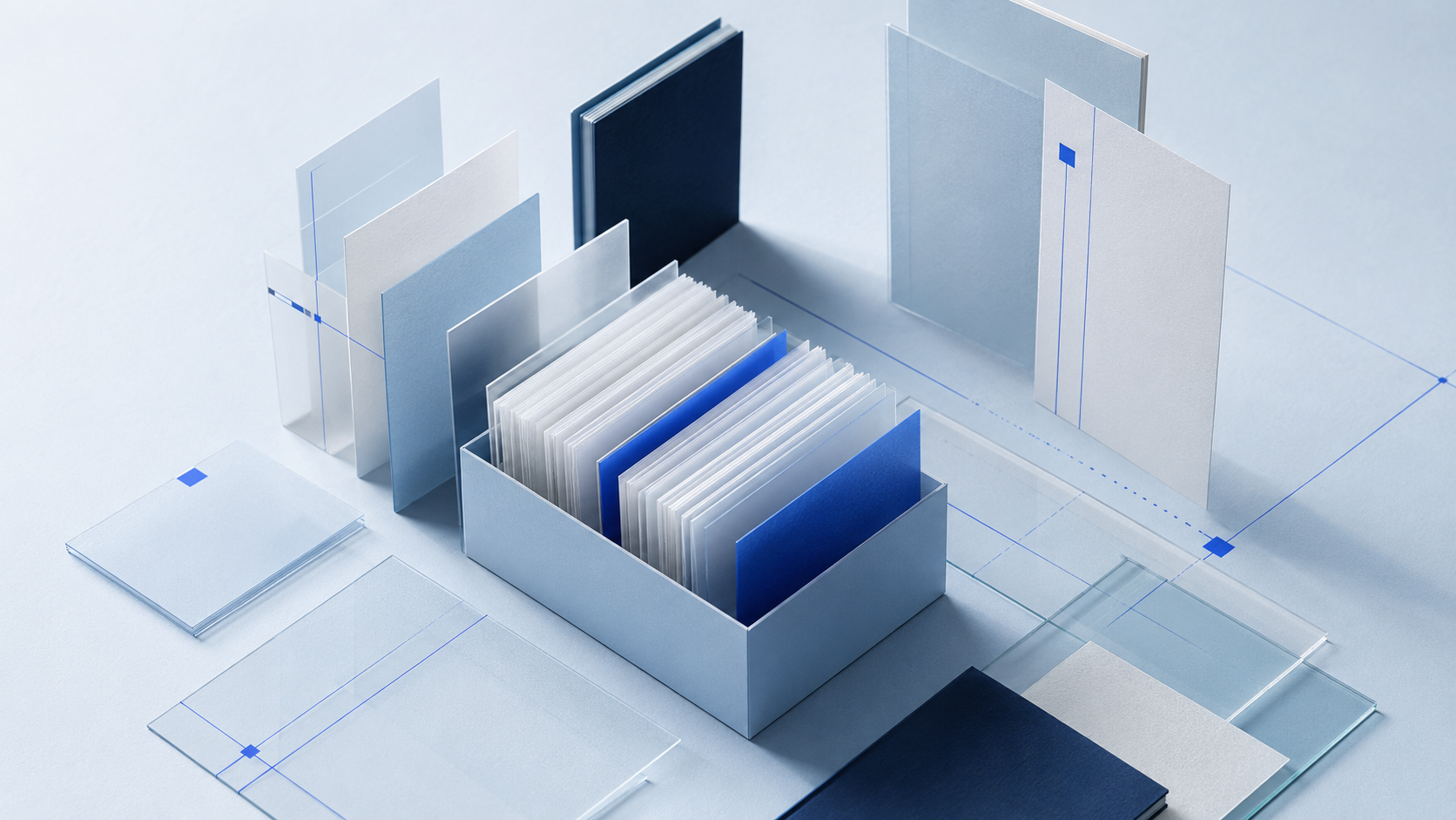 Many one-off prompts becoming a few tested building blocks, in blue